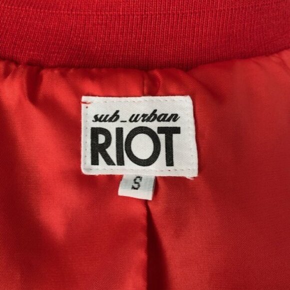 SUB_URBAN RIOT "Good Vibes" Red Silky Varsity Bomber Jacket Small - Picture 10 of 11